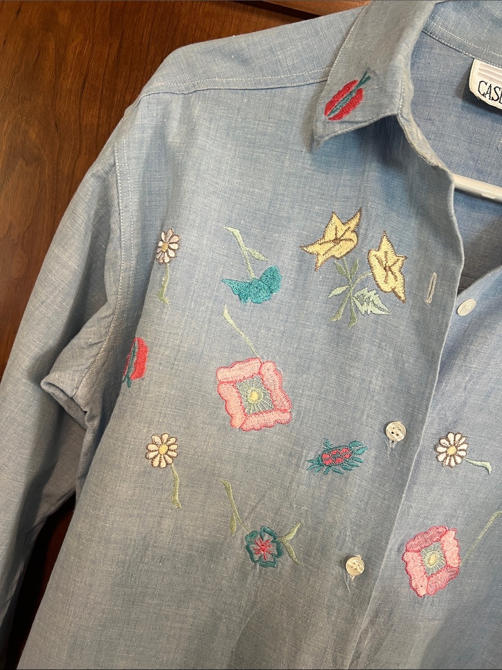 Casey & Max Light Blue Embroidered Button-Up Shirt - Picture 4 of 11